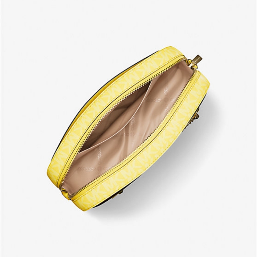 NWT Michael Kors Jet Set Large Logo Crossbody Bag Daisy Yellow - Picture 2 of 10